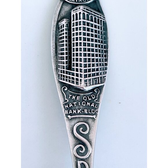 Vintage Spokane Washington Sterling Silver Spoon Bank Building - Picture 3 of 6
